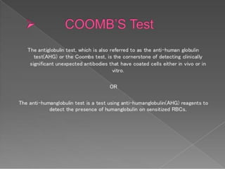 Coombs test and eliza