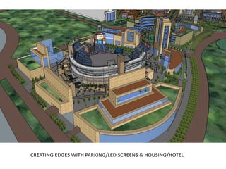 CREATING EDGES WITH PARKING/LED SCREENS & HOUSING/HOTEL
 