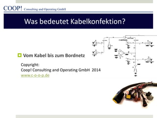 COOP! Consulting and Operating GmbH 
 
Vom Kabel bis zum Bordnetz 
Copyright: Coop! Consulting and Operating GmbH 2014 
www.c-o-o-p.de 
Was bedeutet Kabelkonfektion? 