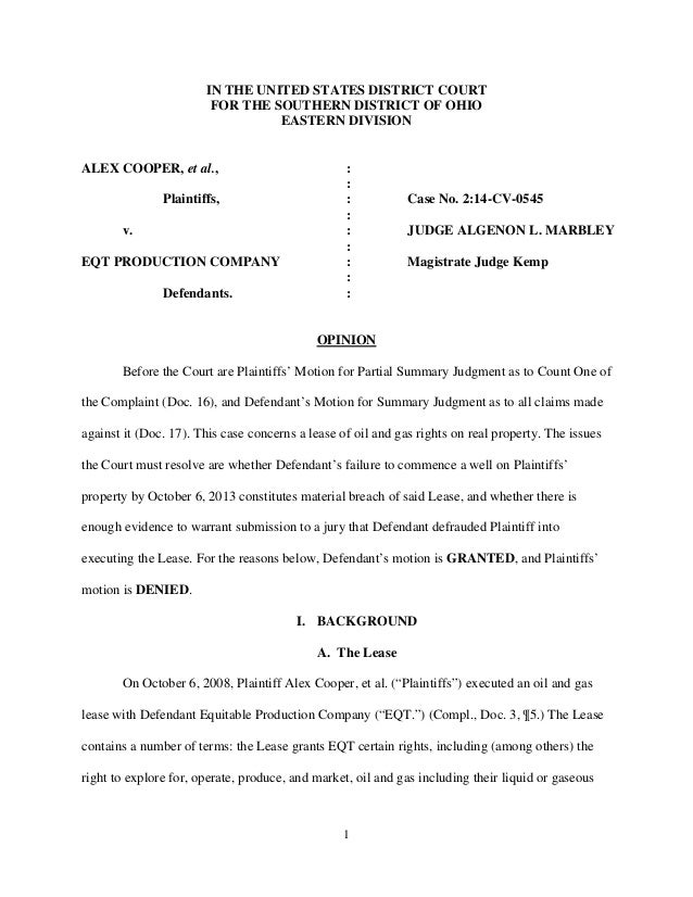 New Federal Court Decision Should Be >> Federal Court Decision In Alex Cooper V Eqt Production New Federal Court Decision Should Be >> Federal Court Decision In Alex Cooper V Eqt Production