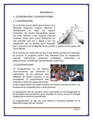 Cooperación y cooperativismo