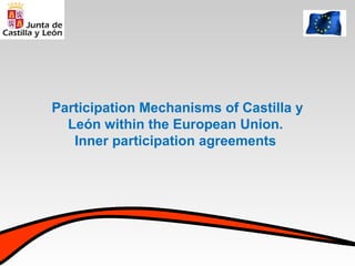 Participation Mechanisms of Castilla y
  León within the European Union.
   Inner participation agreements
 