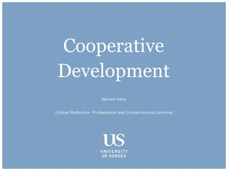 Mariam Attia
Critical Reflection :Professional and Context-bound Learning
Cooperative
Development
 