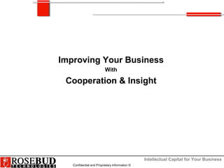 Intellectual Capital for Your Business
Confidential and Proprietary Information ©
Improving Your Business
With
Cooperation & Insight
 