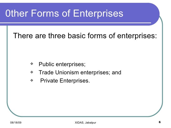 Cooperative And Other System Of Enterprise