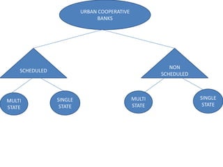 URBAN COOPERATIVE
BANKS
SCHEDULED
NON
SCHEDULED
MULTI
STATE
SINGLE
STATE
SINGLE
STATE
MULTI
STATE
 