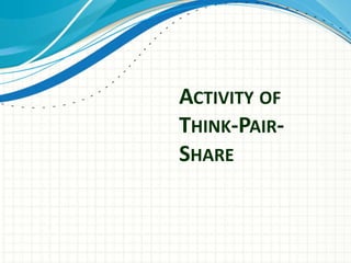 ACTIVITY OF
THINK-PAIR-
SHARE
 