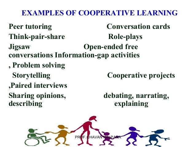 cooperative learning Cooperative learning is an approach to organizing classroom activities into academic and social learning experiences it differs from group work, and it has been described as structuring. cooperative learning Cooperative learning is an approach to organizing classroom activities into academic and social learning experiences it differs from group work, and it has been described as structuring.