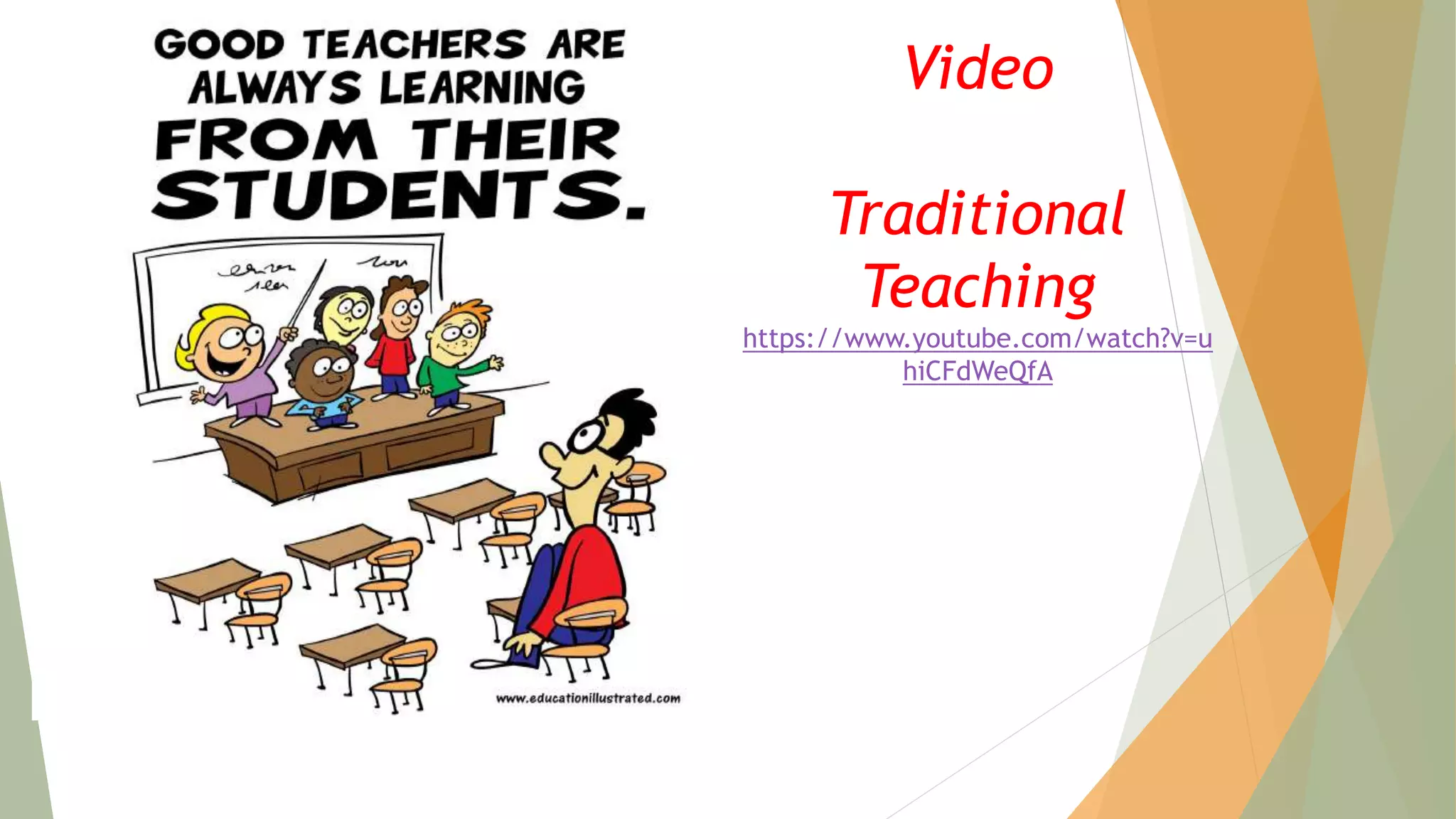 Video
Traditional
Teaching
https://www.youtube.com/watch?v=u
hiCFdWeQfA
 