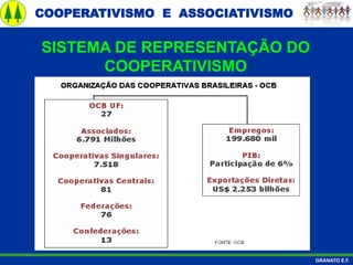 COOPERATIVISMO E ASSOCIATIVISMO
GRANATO E.F.
SISTEMA DE REPRESENTAÇÃO DO
COOPERATIVISMO
 