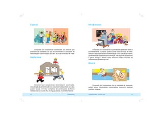 COOPERATIVISMO – Primeiras Lições 37
36 OCB/Sescoop
Infra-Estrutura
Composto por cooperativas cuja finalidade é atender direta e
prioritariamente o próprio quadro social com serviços de infra-
estrutura. As cooperativas de eletrificação rural, que são a maioria,
geralmente são repassadoras de energia, mas algumas já passaram
a gerar energia. Nesse ramo também estão incluídas as
cooperativas de telefonia rural.
Mineral
Composto por cooperativas com a finalidade de pesquisar,
extrair, lavrar, industrializar, comercializar, importar e exportar
produtos minerais.
Especial
Composto por cooperativas constituídas por pessoas que
precisam ser tuteladas ou que se encontram em situação de
desvantagem nos termos da Lei 9.867, de 10 de novembro de 1999.
Habitacional
Composto por cooperativas destinadas à construção,
manutenção e administração de conjuntos habitacionais para seu
quadro social. O maior complexo de construções do Ramo
Habitacional no mundo fica em Águas Claras, no Distrito Federal.
 