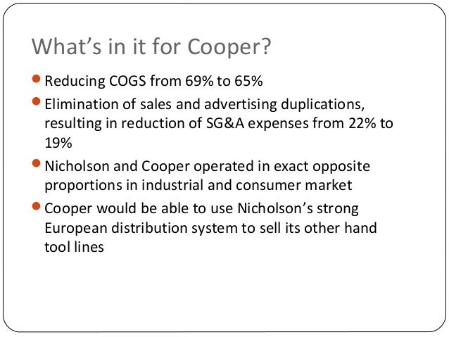 Cooper industries inc case study solution picture
