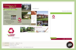 toxic
                            mo ld
Remediation Specialists                                                                                                                                      Sales Brochure
     RECOGNIZE • REACT • RESPOND
RECOGNIZE
 • Educate yourself on signs of mold
                                                                                   ‘WE FLIP FOR YOU’                                                                                                                                                                                                                Corporate Identification
 • Visually inspect the property for signs of mold from the
   outside first                                                         Preservation &
 • Smell for a musty odor
 • If signs of mold – DO NOT ENTER
                                                                         Maintenance
 • When entering property scan for signs of mold                         Services
 • Do not touch surfaces
                                                                       PROPERY SECURING                                      REMOVAL SERVICES
                                                                       We guarantee 24 hour property securing:               • Trash-Outs – Removal of trash and/or debris from property
REACT                                                                    • Re-key and/or placement of lock box                 interior or exterior

 • Protect yourself and your                                             • Boarding windows                                  • Demolition – Removal of unsafe or unsightly structures from
                                                                                                                               property
   client with approved                                                  • Secure all entrance points
                                                                                                                             • Eviction Services – Assist officers in removing personal
   respirators and immediately                                           • Window repair or replacement                        property
                                                                         • Installation of exterior steel doors
   remove yourselves from the                                                                                                • Hazardous Material Removal – Includes but not limited to
                                                                                                                               chemicals, paint, batteries, oil, tires, etc.
   property and decontaminate                                          WINTERIZATION/DE-WINTERIZATION
                                                                       Complete system winterization/de-winterization        REHABILITATION SERVICES/REPAIR WORK
RESPOND                                                                ODOR ELIMINATION
                                                                                                                             • Interior/Exterior painting         • Roofing
                                                                                                                              or staining                         • Electrical work
 • Call Miller Property Preservation to ensure                         Removal of objectionable odors
                                                                                                                             • Flooring                           • Plumbing
   proper remediation steps are taken immediately
                                                                       CODE COMPLIANCE                                       • Window/Door repair or              • HVAC

          Miller Property Preservation
                                                                                                                              replacement
                                                                       Correcting code violations                                                                 • Siding
                                                                                                                             • Trim work
           www.millerpropertypreservation.com                          HAZMAT SERVICES
                                                                       Organize contracted work by Certified Professionals
                     PO Box 542
                   Ankeny, IA 50021                                                Miller Property Preservation Services are
                                                                       LAWN MAINTENCE
                                                                               Logo 3/C                      Our
                                                                                      www.millerpropertypreservation.com
                                                                                     PMS 376C
                                                                         • Initial or ongoing lawn maintenance
                  515.979.9384                                                         PMS 200C
                                                                                     PMS 202C
                                                                         • Mowing and light trim work                                        Unlimited!
                                                                         • Landscaping and dirt work
                                                                                                                                                                                                    BEFORE                                         AFTER

                                                                       PROPERTY SECURITY | WINTERIZATION | ODOR ELIMINATION | CODE COMPLIANCE | HAZMAT SERVICES | LAWN MAINTENCE | REMOVAL SERVICES | REHABILITATION

                                                                                                                                                                Miller Property Preservation
                                                                                                                                                                               Damage Reports and Pictures – Detailed descriptions of damage with pictures kept on electronic
                                                                                                                                                                               file for up to two years.
                                                                                                                                                                               Electronic Bidding and Invoicing – Email bids, invoices, damage reports and pictures.
                                                                                                                                                                               Notifications and Postings – Proper posting/notification of warnings, etc. associated with property
                                                                                                                                                                               preservation and maintenance.




                                        Logo Development                                                                                                                                                                                                                             MILLER PROPERTY PRESERVATION
                                                                                                                                                                                                                                                                                                                          PO Box 54
                                                                                                                                                                                                                                                                                                                                       www.millerpropertypreservation.com
                                                                                                                                                                                                                                                                                                                    Ankeny, IA 50021
                                                                                                                                                                                                                                                                                         'WE FLIP FOR YOU'                             info@millerpropertypreservation.com
                                                                                                                                                                                                                                                                                                                       515.979.9384




    ADDRESS                   D i g i t a l A r t s | 6 8 9 8 1 2 3 rd L a n e
                              Indianola, Iowa 50125
   CONTACT                    (515) 240-7714

                              tim.brend@digitalartsusa.com | www.digitalartsusa.com
 