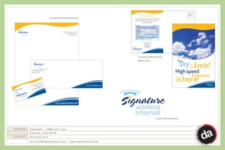 Corporate Identification




                                                                  Targeted Marketing
                                                                  Materials




                                                                               Logo Development




ADDRESS   D i g i t a l A r t s | 6 8 9 8 1 2 3 rd L a n e
          Indianola, Iowa 50125
CONTACT   (515) 240-7714

          tim.brend@digitalartsusa.com | www.digitalartsusa.com
 