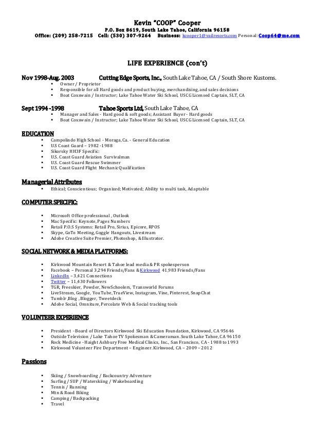 resume samples for co op students