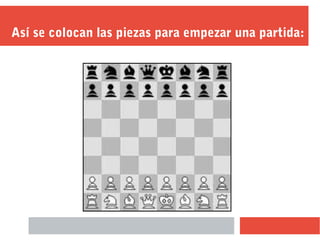 Así se colocan las piezas para empezar una partida:
 