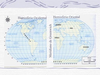 Hemisfério Oriental Hemisfério Ocidental Meridiano de Greenwich 