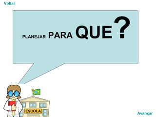 PLANEJAR  PARA  QUE ?   Voltar Avançar 