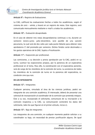 Coordinación academica general  reglamento