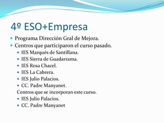 Formación Profesional Grado Superior.Vacantes. Escolarización.Dificultades.Propuestas de mejora.