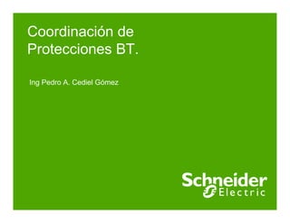 Schneider Electric 1
- Pedro Cediel
Coordinación de
Protecciones BT.
Ing Pedro A. Cediel Gómez
 