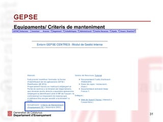 GEPSE
Equipaments/ Criteris de manteniment




                                       31
 