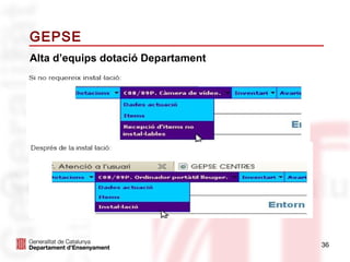 GEPSE
Alta d’equips dotació Departament




                                    36
 