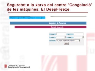 Seguretat a la xarxa del centre “Congelació”
de les màquines: El DeepFreeze
 