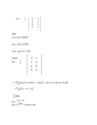 Area =
Area of = 12 Square units
 
