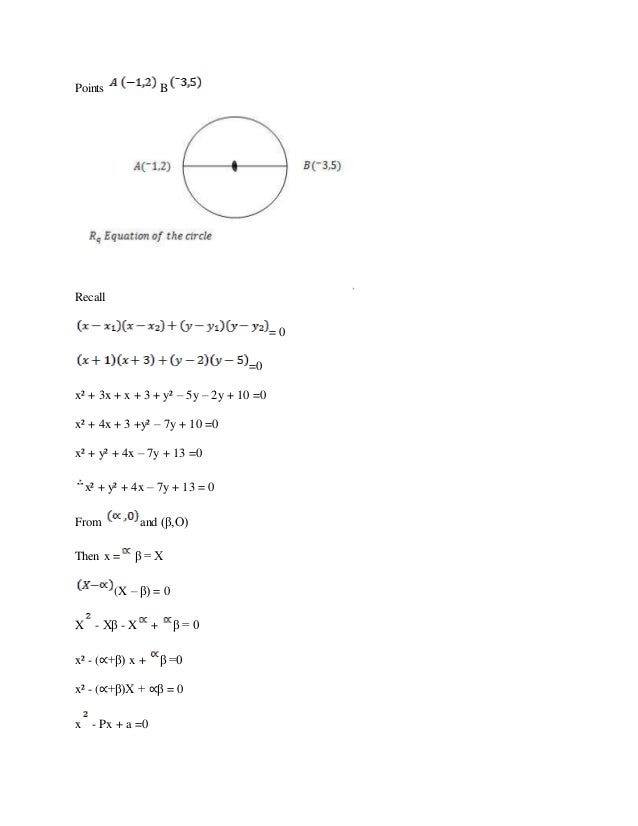 Coordinate Geometry Coordinate Geometry