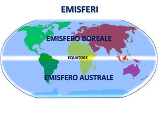 EQUATORE 
EMISFERO BOREALE 
EMISFERO AUSTRALE  