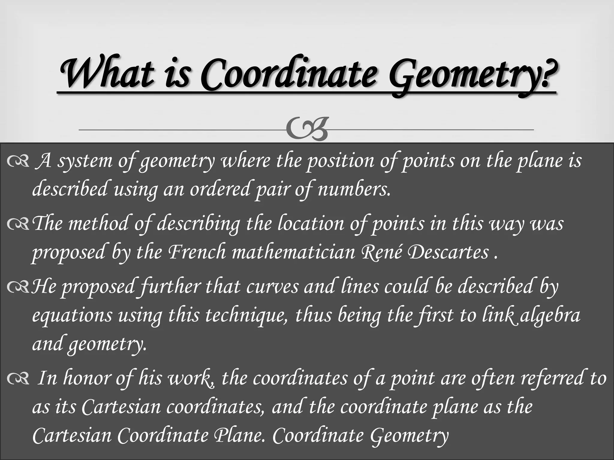 Cordinate Geometry Introduction Coordinate geometry | PPTX