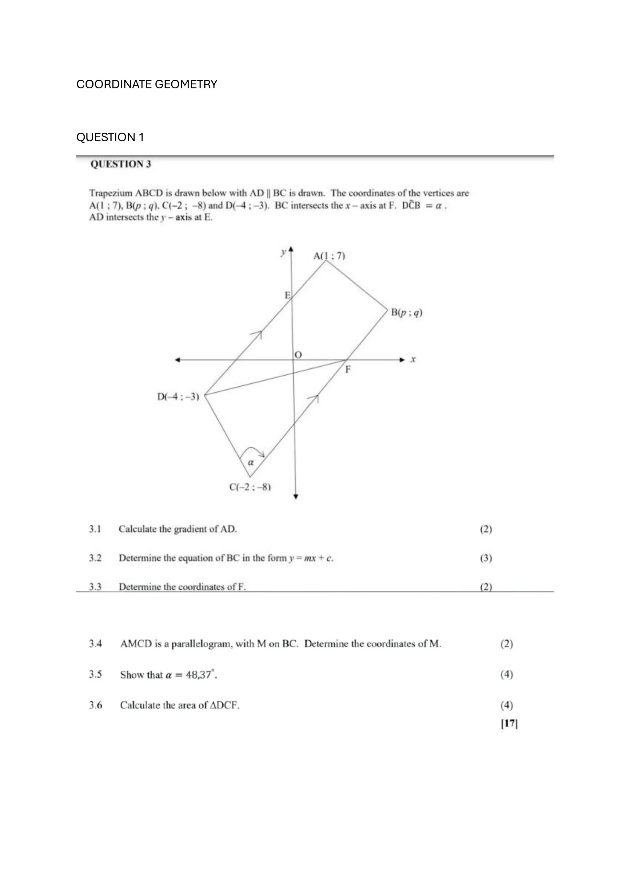 COORDINATE GEOMETRY
QUESTION 1