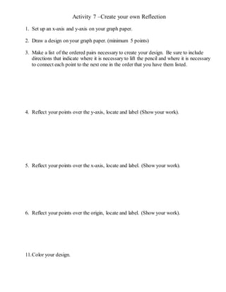 Coordinate graphing project transformations | DOCX