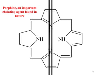 31
N
NH NH
N
Porphine, an important
chelating agent found in
nature
 
