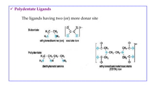  Polydentate Ligands
The ligands having two (or) more donar site
 