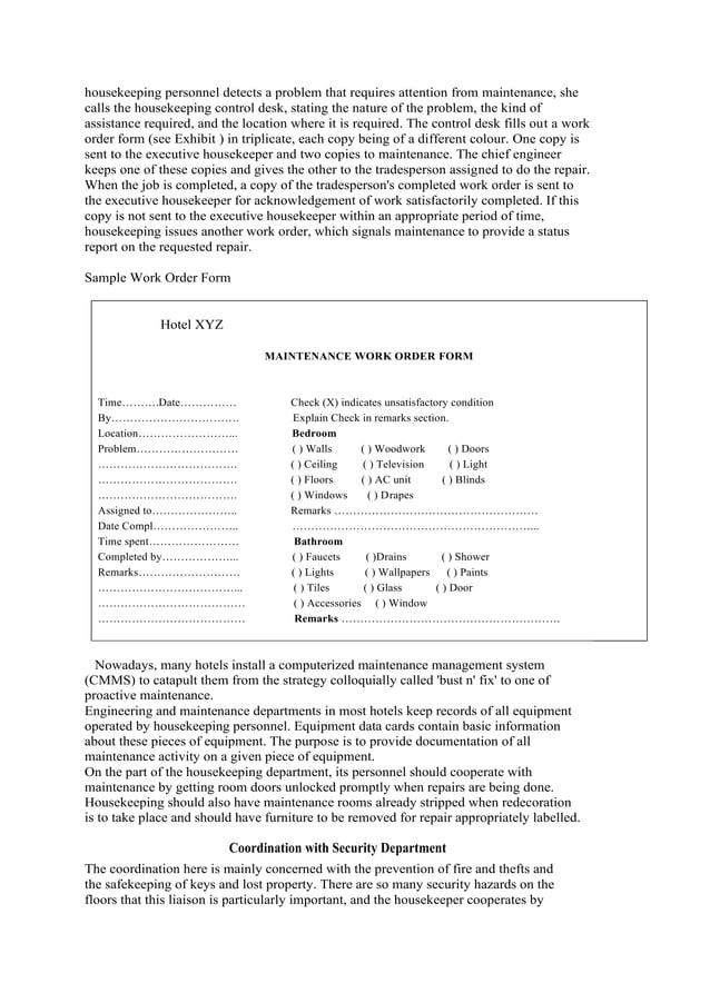 Coordination of housekeeping with other departments PDF