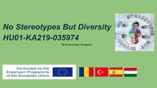 No Stereotypes But Diversity 2017-1-
HU01-KA219-035974
20-24 december, Budapest
 