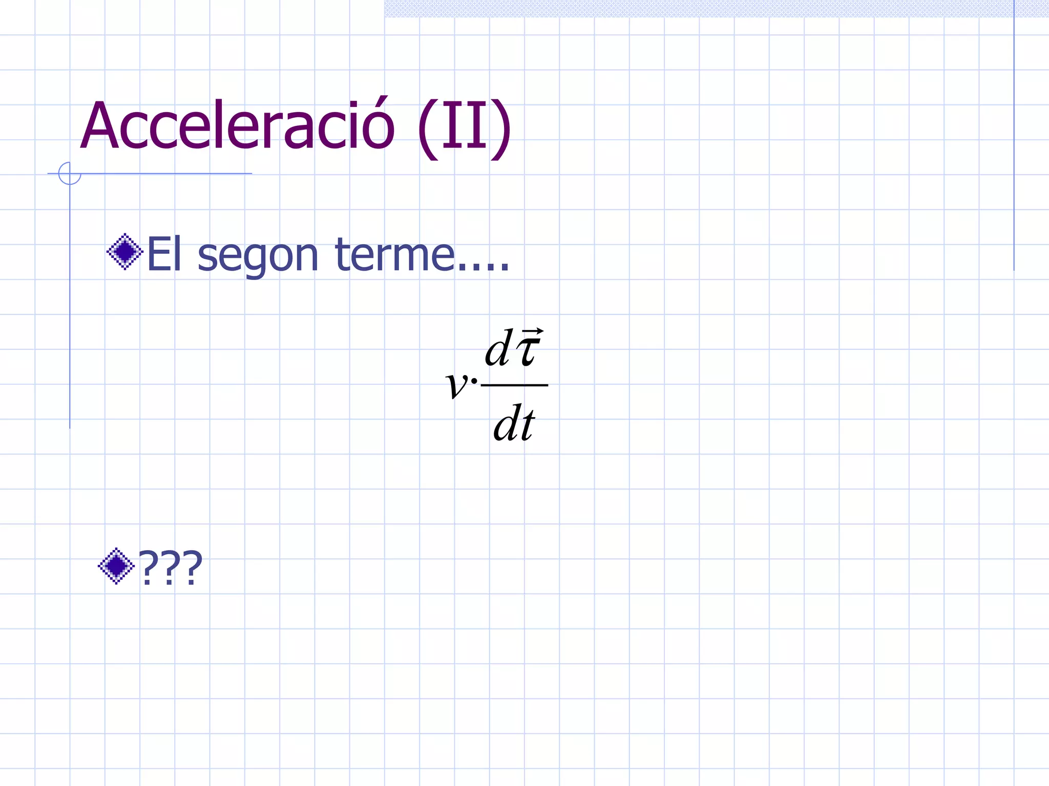 Acceleració (II) El segon terme.... ??? 