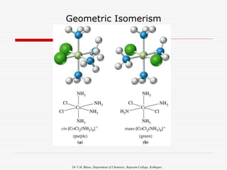 Dr V.M. Bhuse, Department of Chemistry, Rajaram College, Kolhapur.
Geometric Isomerism
 