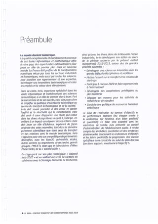 Inria - Contrat d'objectifs et de performance 2015-2019