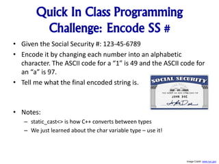 Intro To C++ - Class 13 - Char, Switch, Break, Continue, Logical ...