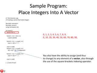 Intro To C++ - Class #18: Vectors & Arrays | PPTX