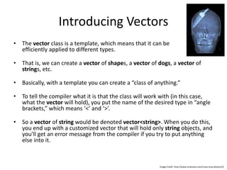 Intro To C++ - Class #18: Vectors & Arrays | PPTX