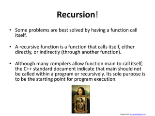 Intro To C++ - Class #20: Functions, Recursion | PPTX