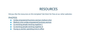 Did you like the resources on this template? Get them for free at our other websites:
PHOTOS
● Smiley empowered business woman medium shot
● Medium shot smiley empowered business woman
● Co-working people working together I
● Co-working people working together II
● Young co worker spending time in office
RESOURCES
 