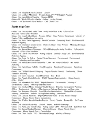 Ghana Mr. Kingsley Kwako Amoako Director
Ghana Mr. Matthew Mckinnon Program Head, CVF/V20 Support Program
Ghana Ms. Irene ...