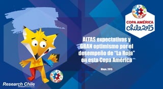 ALTAS expectativas y
GRAN optimismo por el
desempeño de “La Roja”
en esta Copa América
Mayo, 2015
 