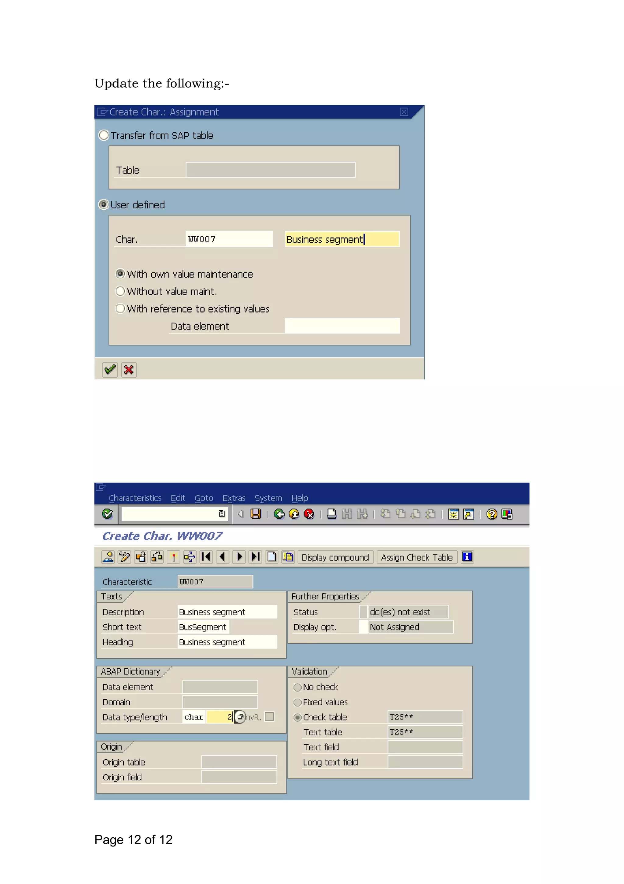 Update the following:-
Page 12 of 12
 
