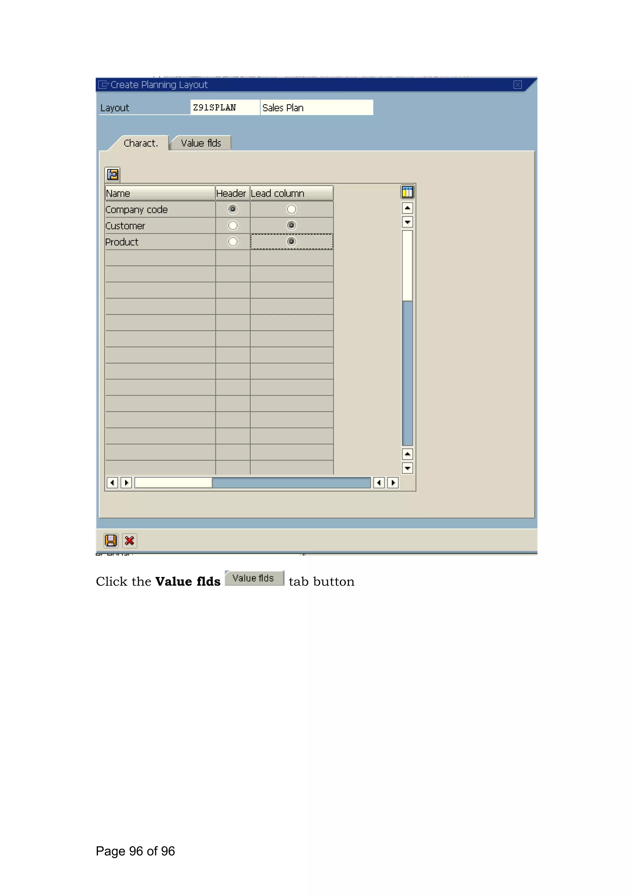 Click the Value flds tab button
Page 96 of 96
 